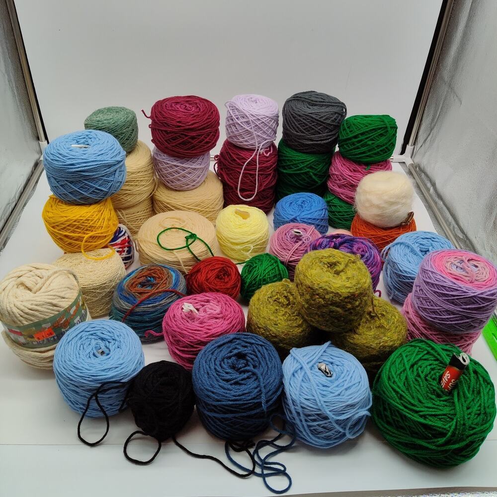 43X Mixed Lion Brand Caron Cakes Yarn Lot Multicolor Wool Acrylic Skeins Balls